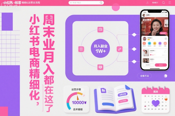 小红书电商精细化运营全流程,周末副业月入1W+,全套方法都在这了-摇钱树